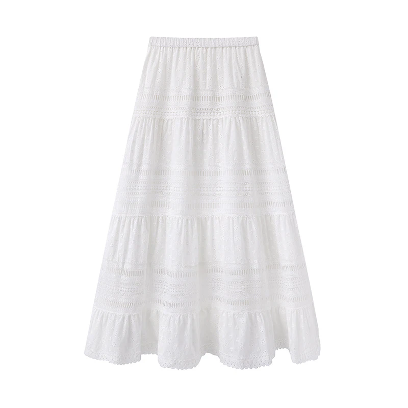 אלסטיות של נשים - תחרה המותנית - חצאיות MIDI גזוזות